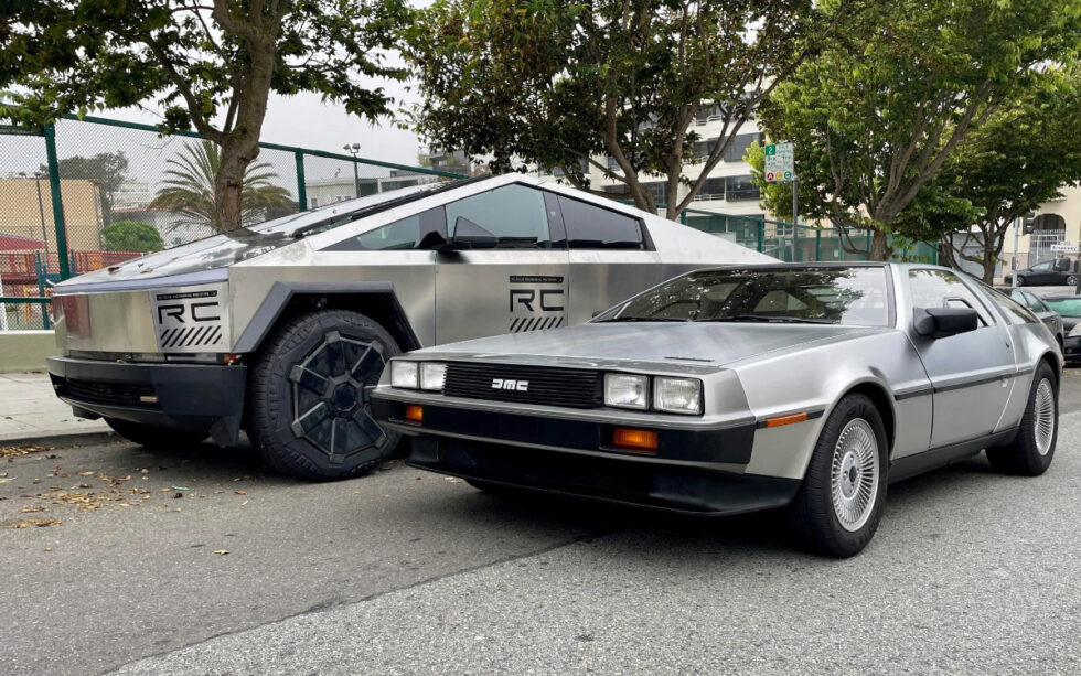 Footage shows Tesla Cybertruck and DeLorean size difference