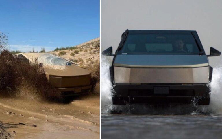 Tesla Cybetruck monstrously large wiper in action