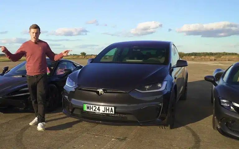 Tesla Model X drag race McLaren 750S Ferrari 296 GTS