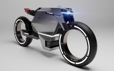 This futuristic ‘Tesla’ motorbike is a 2-wheeled Cybertruck