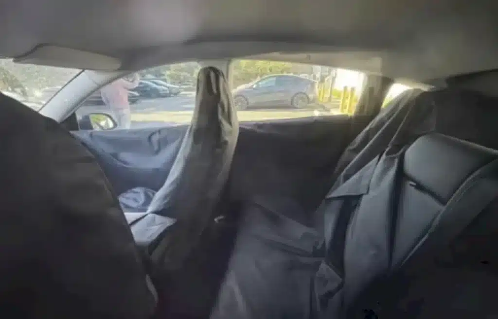 The interior of this cheapest Tesla appears to show a much stripped-down version of the Model Y.