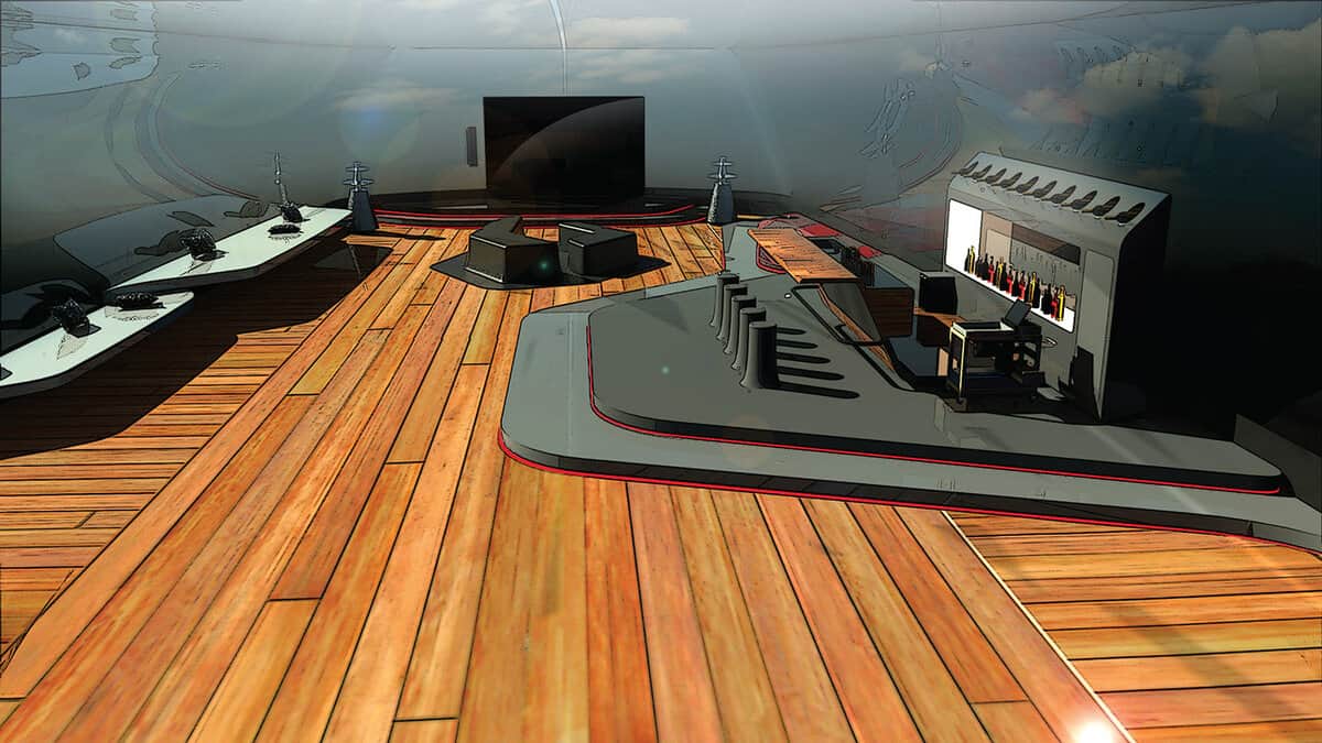 Render shows the inside of the would be Tesla yacht