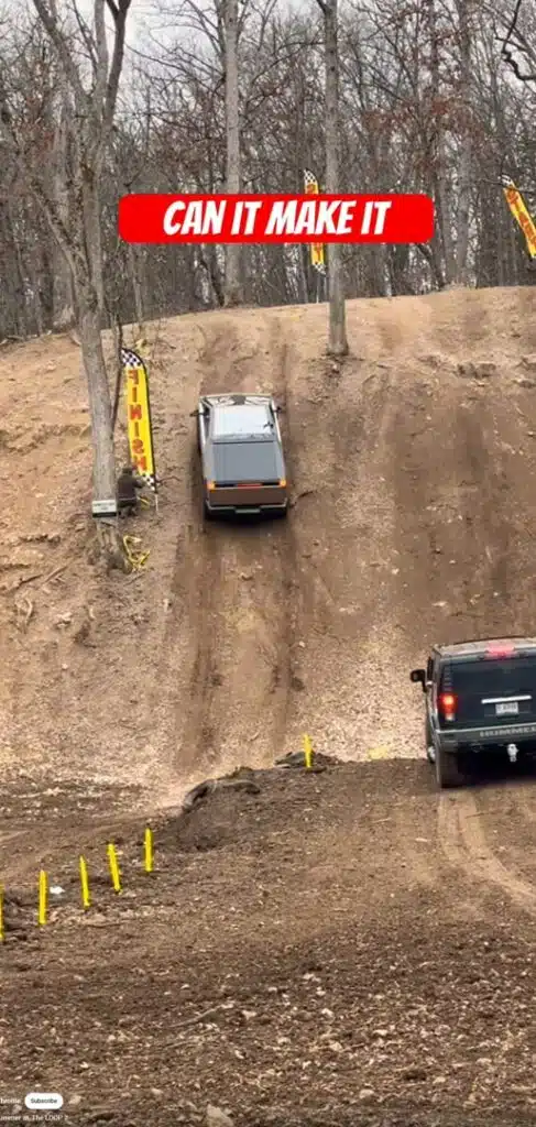 Hummer takes on a Tesla Cybertruck in an off-road climb and the Hummer pulls off something you could call an unnecessary flex