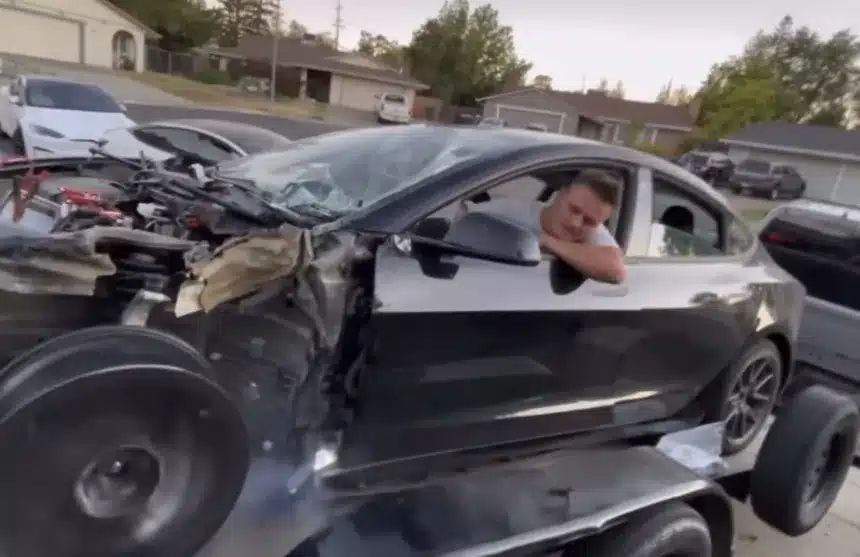 David Andreyev decided to build his own Tesla Cybertruck Roadster - using this Model 3 that he saved from the crusher.