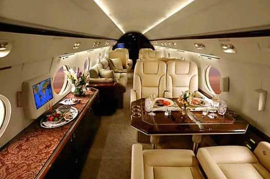 Tom Cruise owns a Gulfstream IV private jet with its own cinema room and jacuzzi bathtub