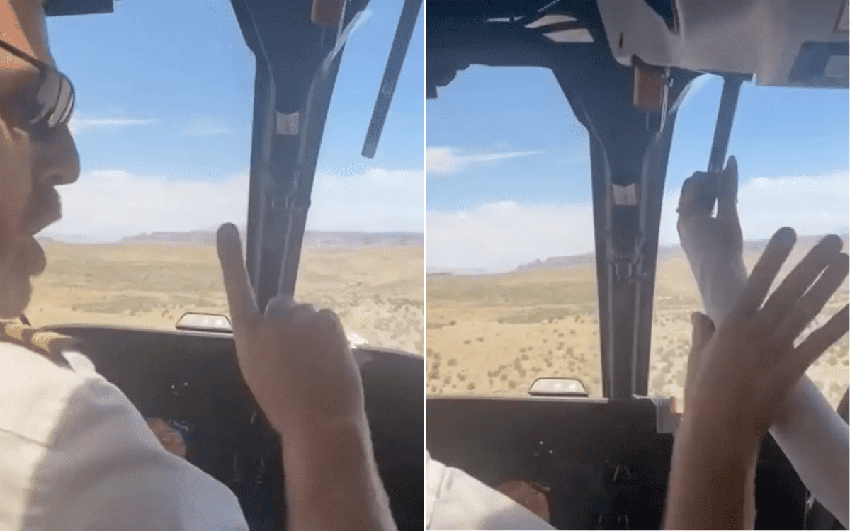 Tourist grabs helicopter rotor brake