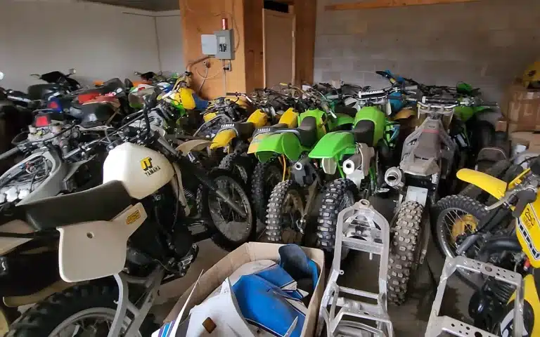 vintage bikes Yamaha in Virginia barn