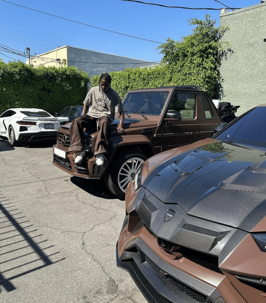 Travis Scott has such an obsession with one color he gives all his cars the same paint job