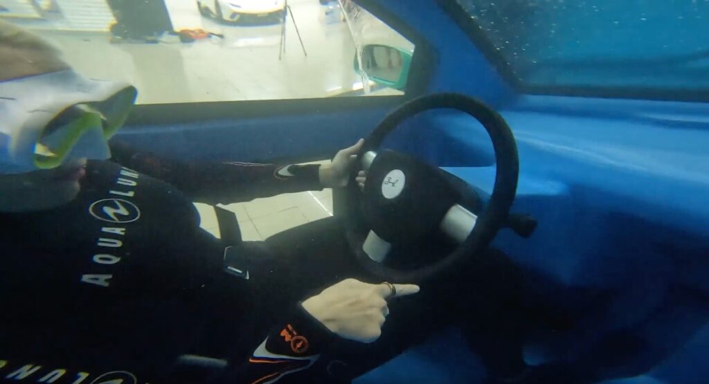 underwater delivery car, VW Beetle interior
