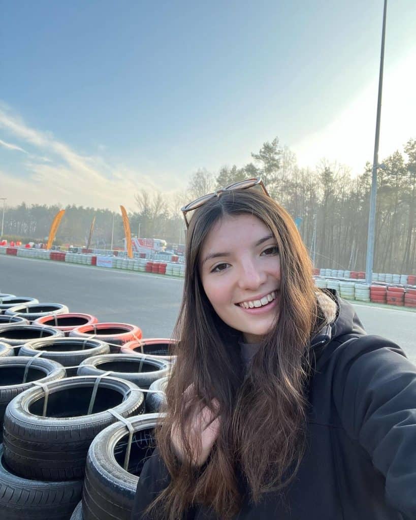 Natalia Lelek pictured next to tyres.