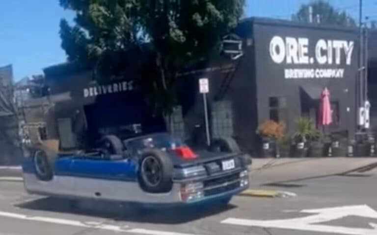 Upside-down car driving the streets leaves internet confused