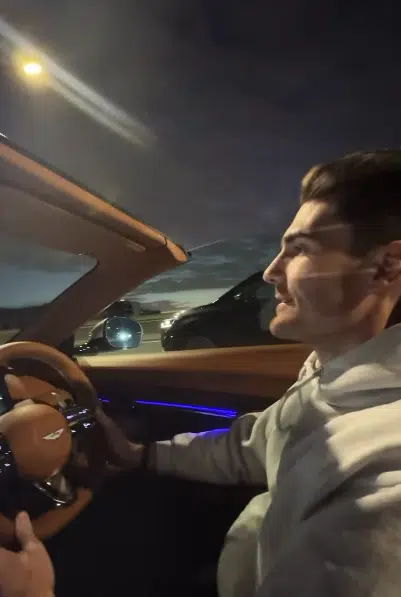 Aussie car guy grabs his dad from the airport in an Aston Martin DB12, Bond-style