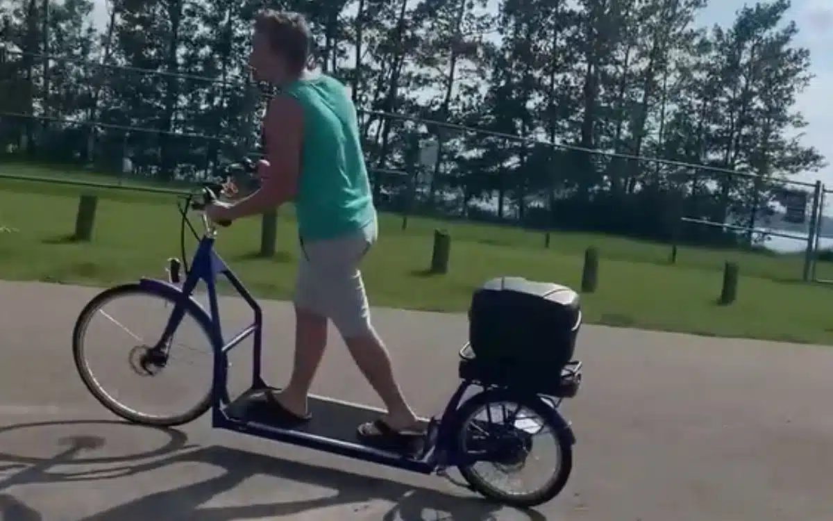 This epic motorized walking bike is a treadmill on wheels