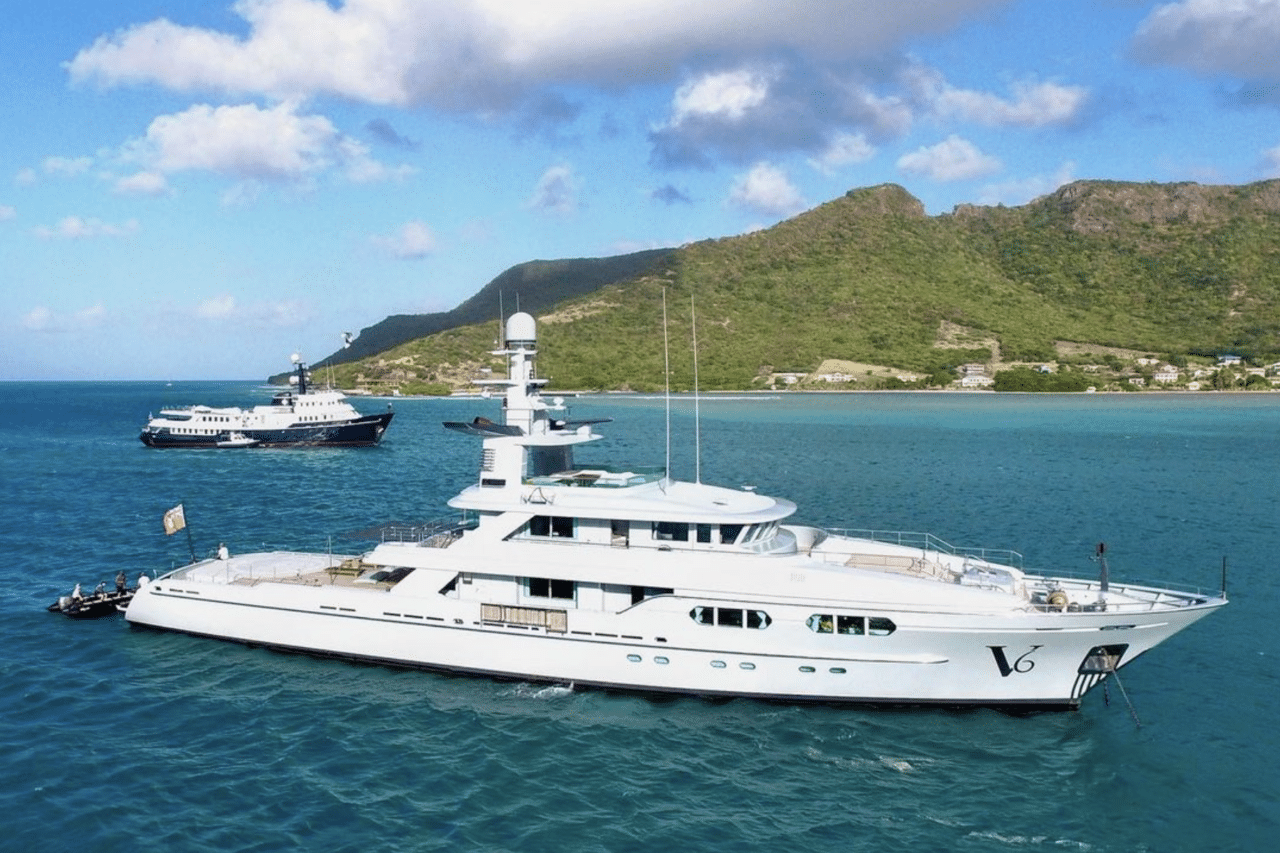 helicopter inside yacht