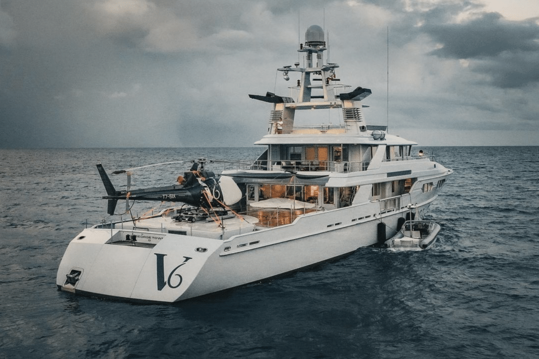 helicopter inside yacht