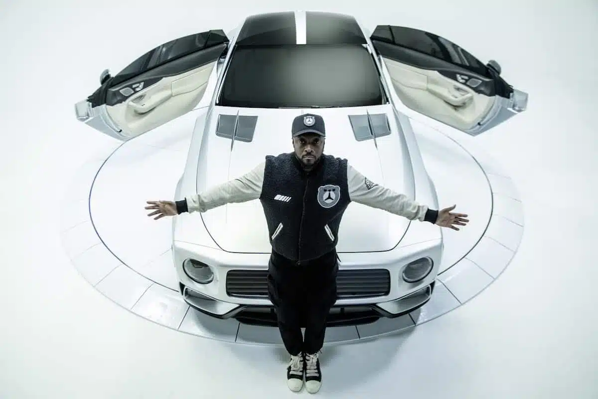 will.i.am standing with his custom Mercedes-AMG