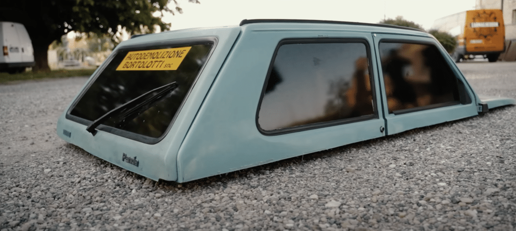 The world's lowest car is a Fiat Panda sliced in half