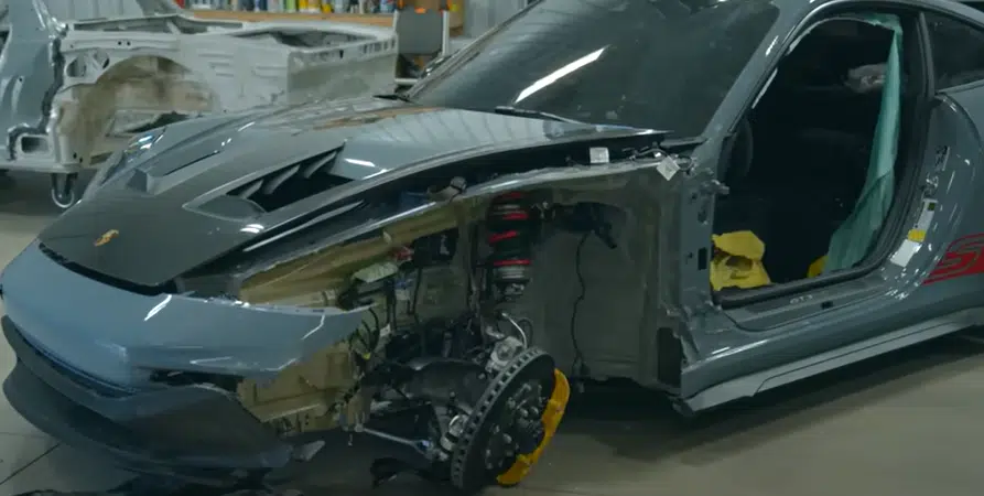 This American YouTuber is restoring a Porsche GT3RS after it crashed into a tree