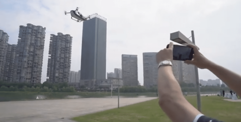 Watch as the world's first flying car the Xpeng X2 completes cross-river flight
