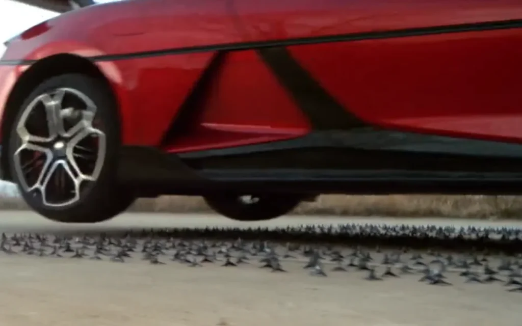 BYD has shared incredible footage of its Yangwang U9 jumping over six meters of spikes and dodging potholes on the road in real-time