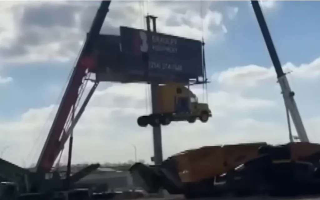 A bright yellow semi-truck that spent almost three decades sitting on top of a billboard in Texas has been removed